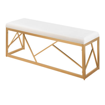 Metal Bench in Gold Steel and Velvet