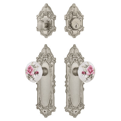 Ensemble d'entrée victorien Nostalgic Warehouse avec bouton en porcelaine rose