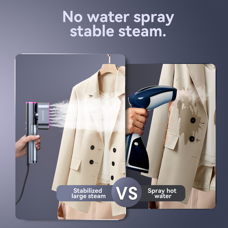 Vapeur de voyage Jack ＆ Rose pour vêtements, fer à vapeur portatif 100-220V, chauffage 15s, protection de sécurité d'arrêt automatique, cuiseur à vapeur portatif ＆ fer 2 en 1, format voyage, grand panneau chauffant en céramique, utilisation mondiale