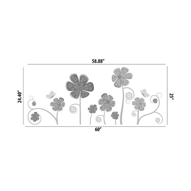 Décalcomanie murale fleur et papillon, Schéma A