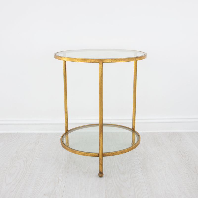 Lilia End Table, Antiqued Gold Leaf
