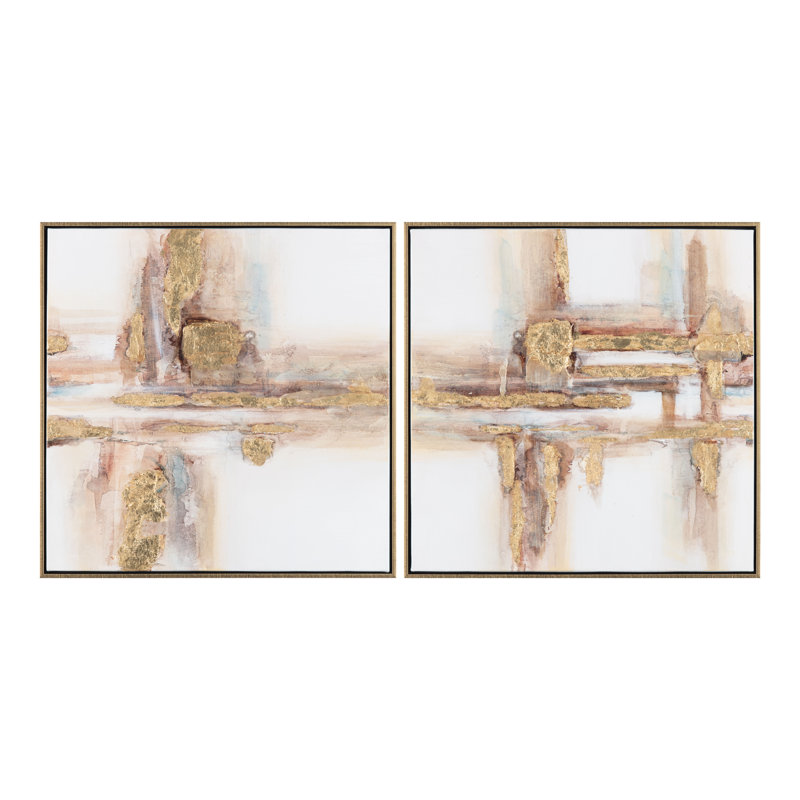 Zuri 2-Piece Gold Abstract Canvas Wall Art Set