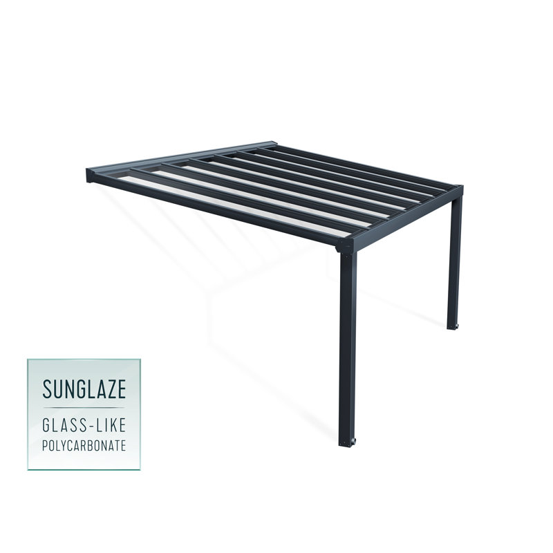 Palram - Canopia Stockholm 17' W x 11' D Polycarbonate Aluminum Stationary Slope Patio Awning Gray/Clear