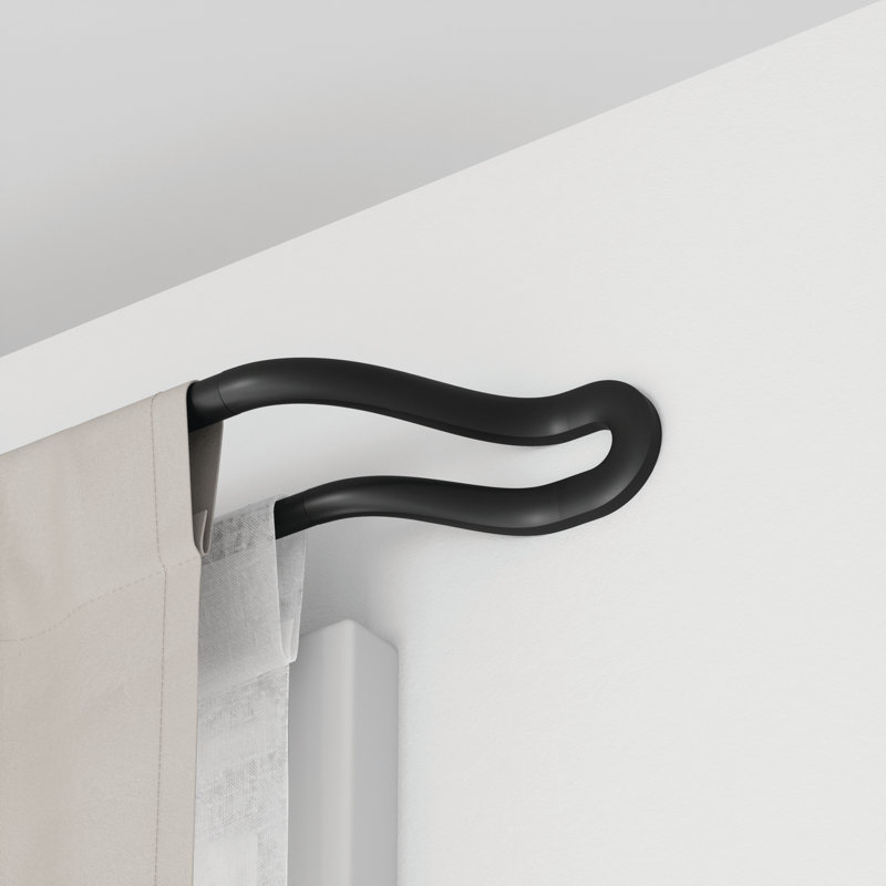 Tringle à rideaux double en métal réglable de 42 po à 120 po 0,75 po, Noir