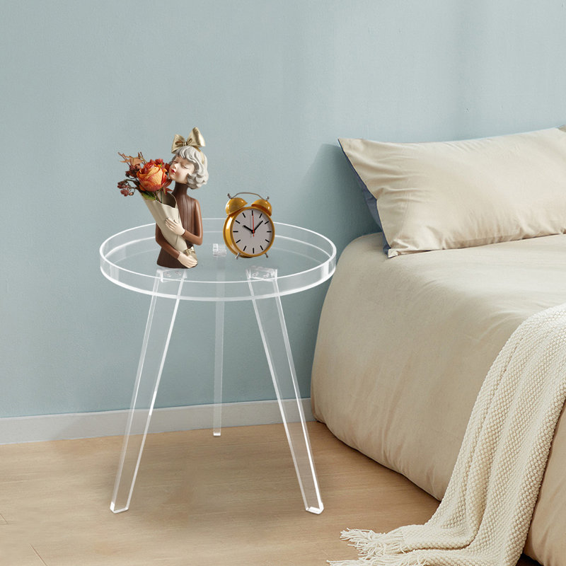 Table d'appoint simple ronde 15,7 po en acrylique transparent