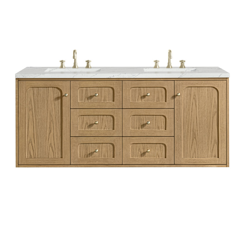 Laurent 59.88'' W Double Vanity, Light Natural Oak, Ethereal Noctis, Widespread