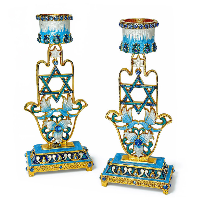 Bougeoirs de chabbat Montsa dans une boîte-cadeau Monther