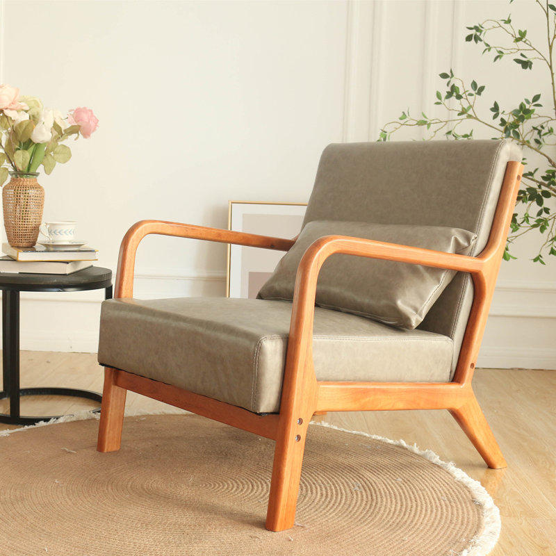 Ihar Faux Leather Accent Chair, Gray Faux Leather