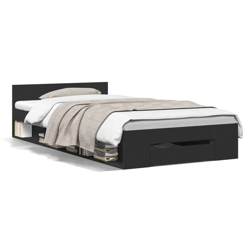 Obyrne Bed, Black, 90 x 190cm