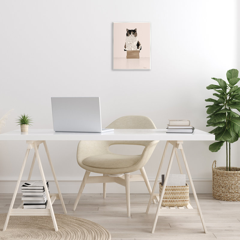 Chat dans une boîte en carton, art mural par Tara Royle