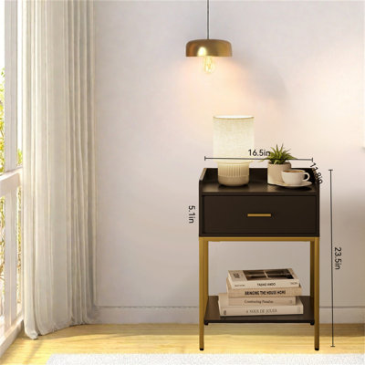 Table de chevet moderne avec tiroir de rangement et tablette - Table de chevet polyvalente pour chambre à coucher, salon
