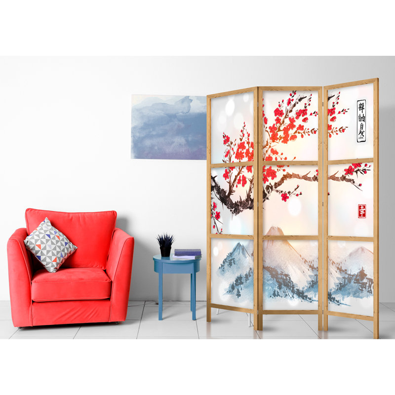 135cm W x 171cm H 3 - Panel Solid Wood Folding Room Divider