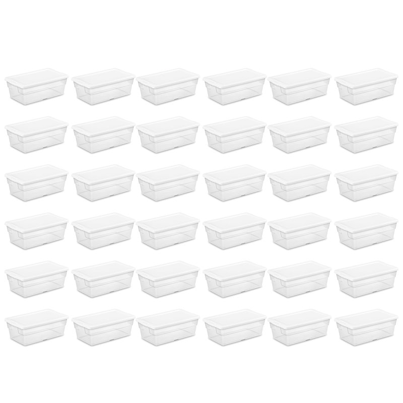 Sterilite Storage Box, Stackable Bin with Lid, Plastic Container to Organize Shoes and Crafts on Closet Shelves