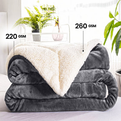  Sherpa Fleece Fur Thick Reversible Blanket Throw