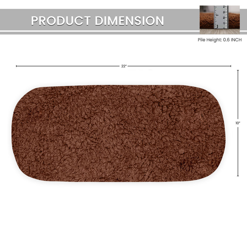 Tapis pour salle de bain Dobrinka, Brun, 10 po x 22 po (couvercle de réservoir)