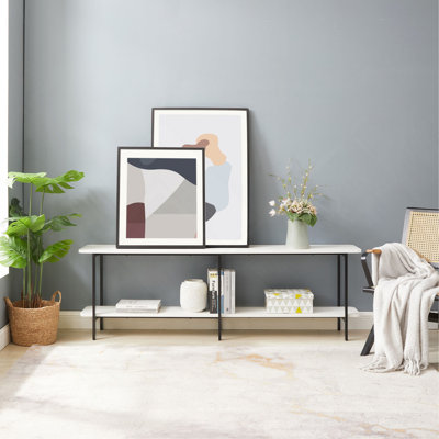 Console 71 po blanche avec 2 tablettes de rangement | Idée cadeau