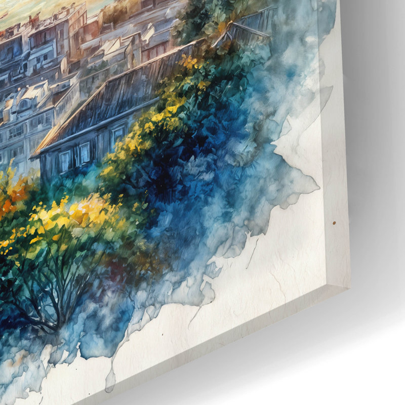  «San Francisco Watercolor» par Rey Klimt, art mural en verre acrylique, 24 po x 12 po