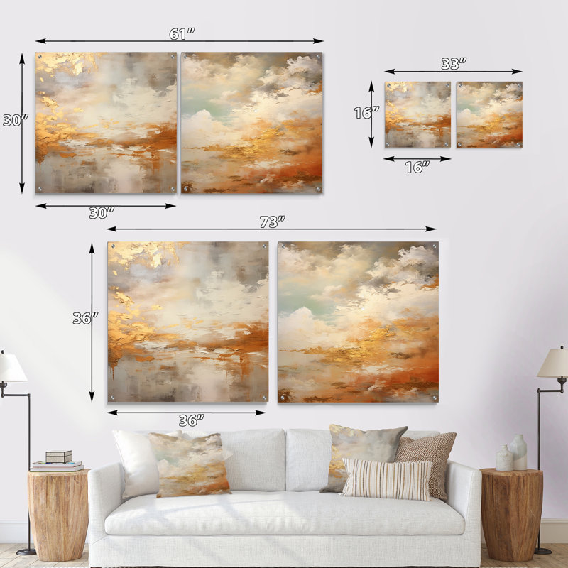 Magic Sky Simplicity - ensemble de 2 art mural en verre acrylique Sky, H 36 po x l 73 po