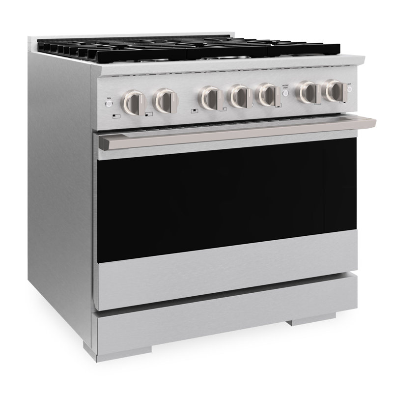 ZLINE 36 in. Marino Gas Range w/ 6 Gas Burners & Convection Oven in Satin Steel Stainless Steel, Gas, Satin Stainless Steel