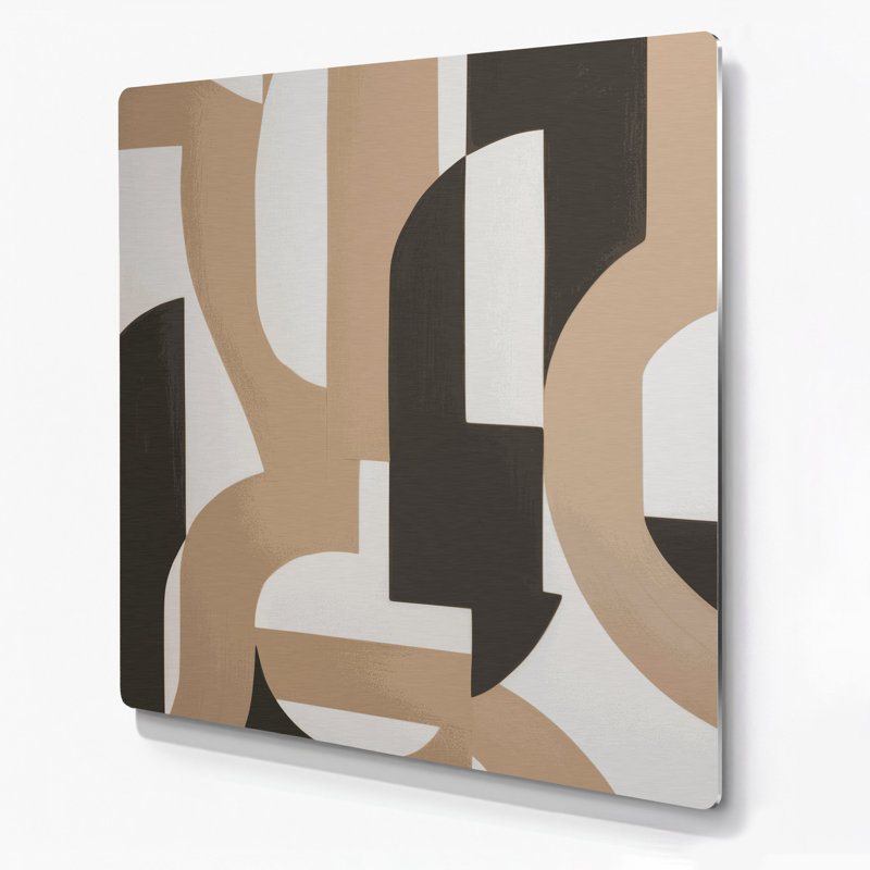Abstract Shapes 43 Brown Metal Wall Art, 12" H x 12" W