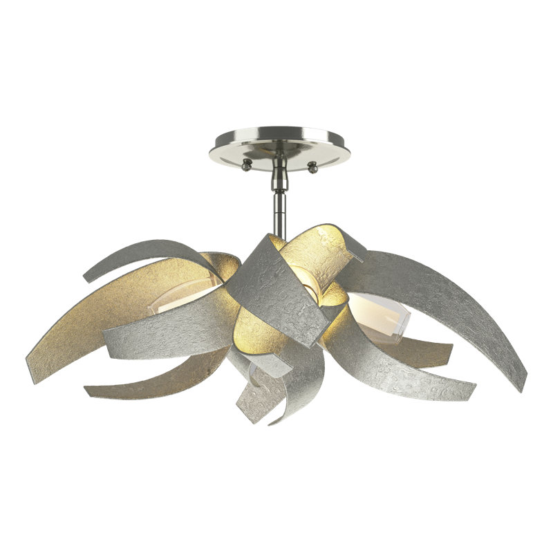 Plafonnier semi-encastré 4 lumières Corona, Argenté