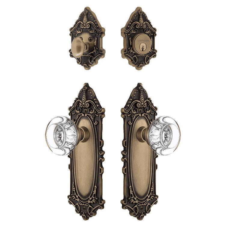 Nostalgic Warehouse Victorian Entry Set with Round Clear Crystal Knob
