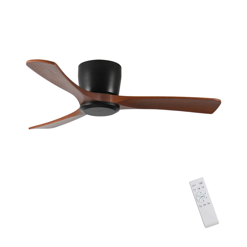 42 Inch Ceiling Fan No Light With Remote Control, Low Profile Flush Mount Ceiling Fan Without Light,Noiseless Reversible Dc Motor With Timer