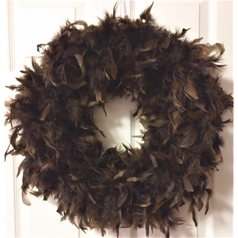 Couronne de plumes 23 po, Brun, H 23 po x l 23 po x p 2 po