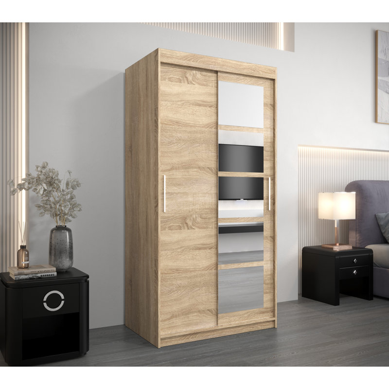 Aaisha 2 Door Manufactured Wood Wardrobe, Sonoma Oak