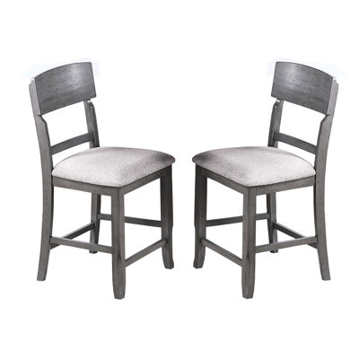 Modern Gray Fabric - Seated Back Design Of 2 Dining High Chairs For Transitional Room With And Soft Cushion A Spacious