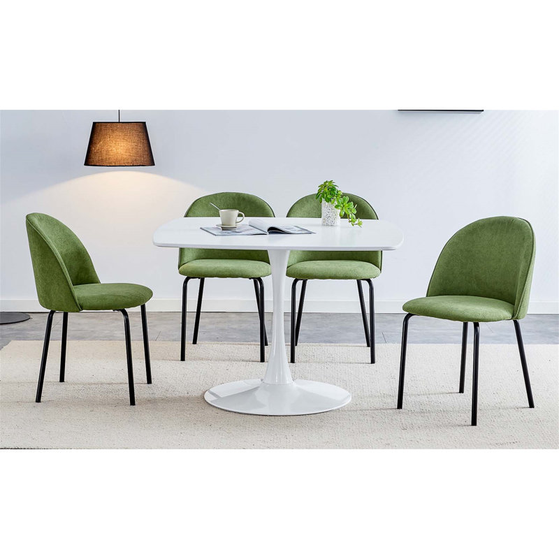 table de salle à manger Mid-Century pour 4 à 6 personnes avec plateau en MDF, Vert armée / noir