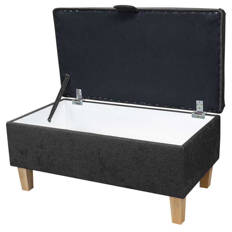 Upholstered Storage Bench, Grey