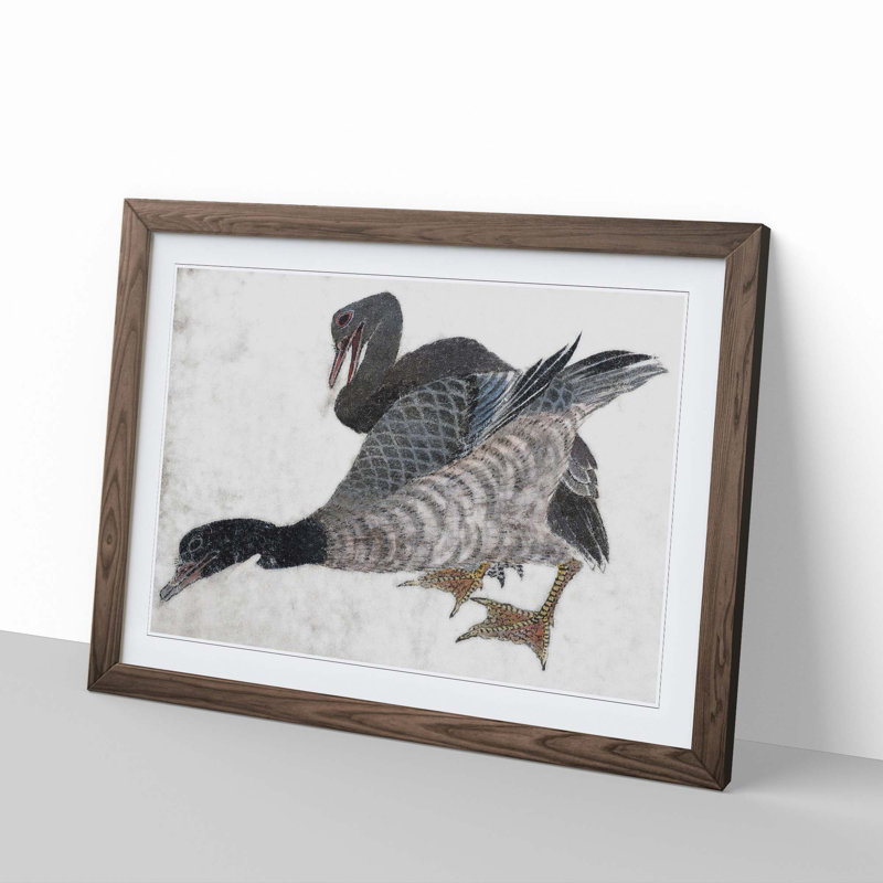 Two Ducks by Katsushika Hokusai - Framed Print, Walnut Framed, 27cm H x 36cm W x 2cm D