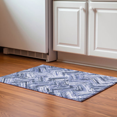 Tapis bleu Cerrito lavable à la machine de qualité supérieure