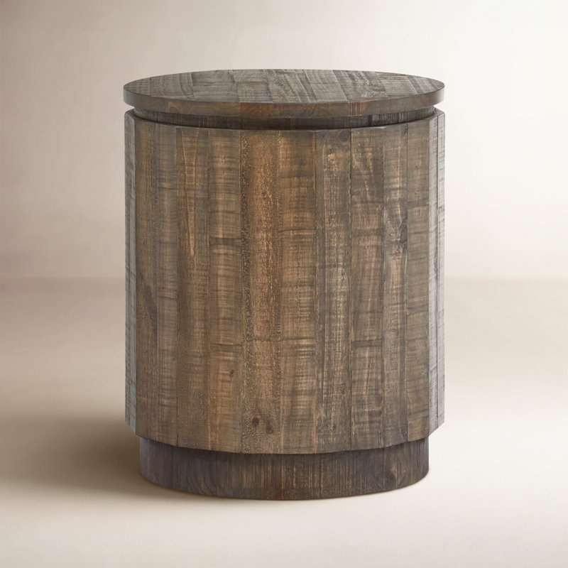 Raelle Leanora Solid Wood Drum End Table Set