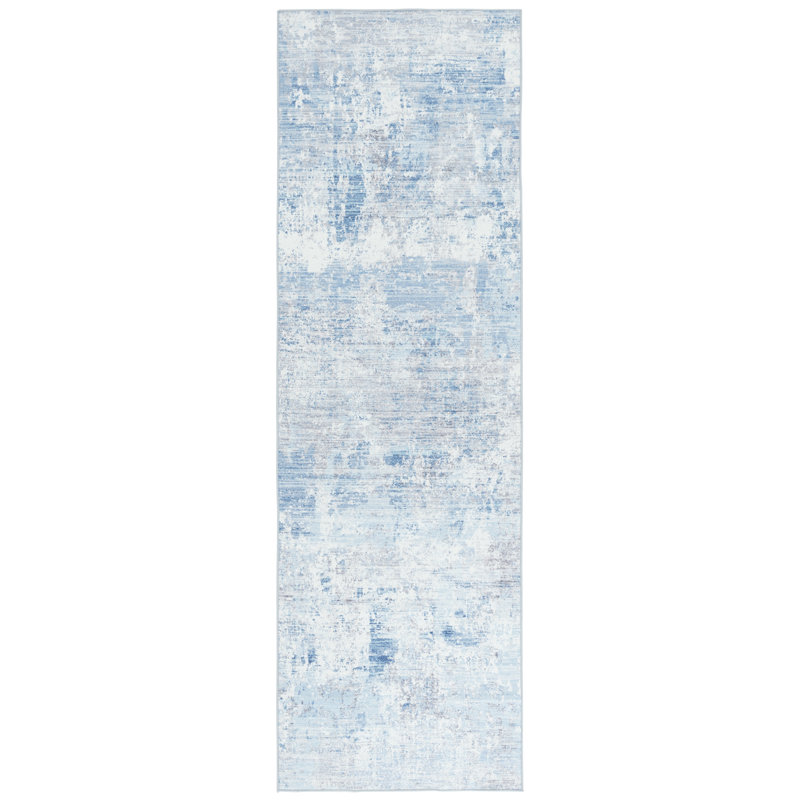 Tapis gris / bleu clair Malibu 944, Tapis de couloir 2 pi 6 po x 8 pi