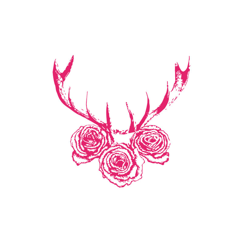 Décalcomanie murale cerf antler, Rose vif