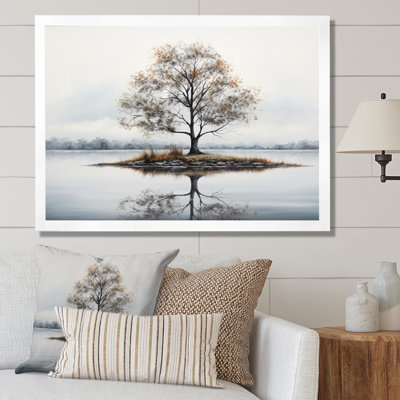 «Gray White Minimalisme Tree Ink Harmony IV», reproduction sur toile