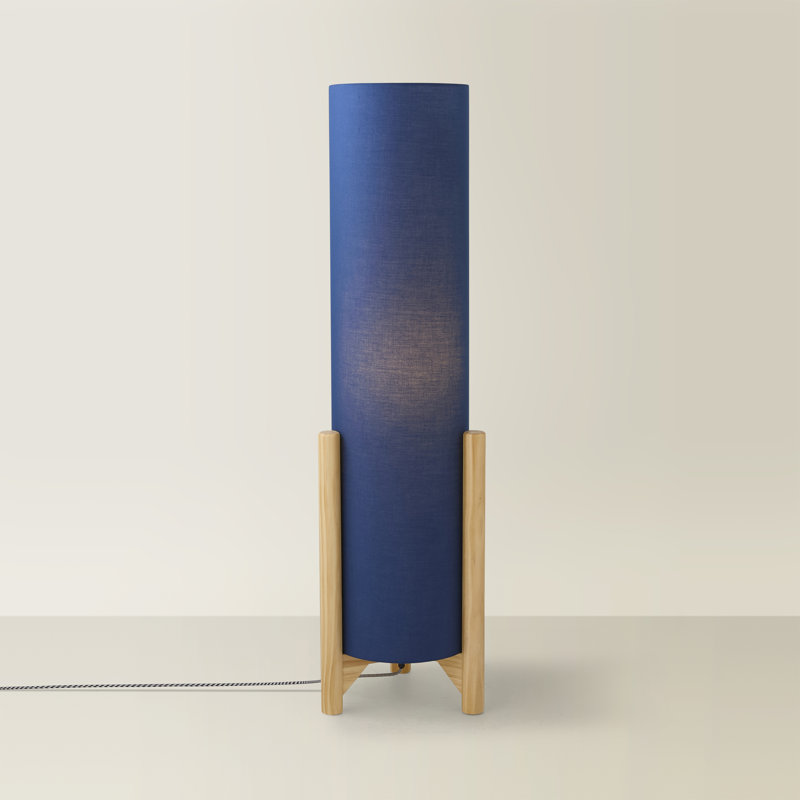 Richela 110cm Wood Traditional Floor Lamp, Navy, Yes