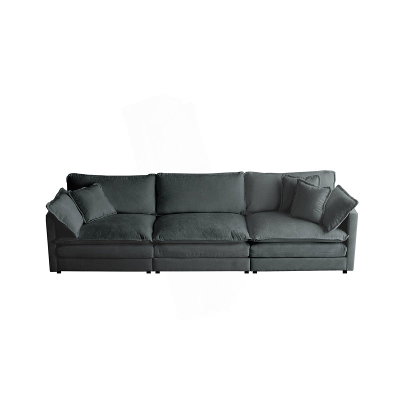Canapé Mid-Century moderne, canapé 3 places avec coussins, canapé de salon, Gris