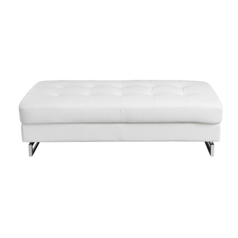 Repose-pieds en cuir véritable Global United, Blanc