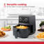 Friteuse à air de 4,4 pintes multifonction, température réglable jusqu'à 400 ° F, technologie à air chaud 95% moins d'huile, rôti, cuisson, réchauffage, congelé, gril, gris 