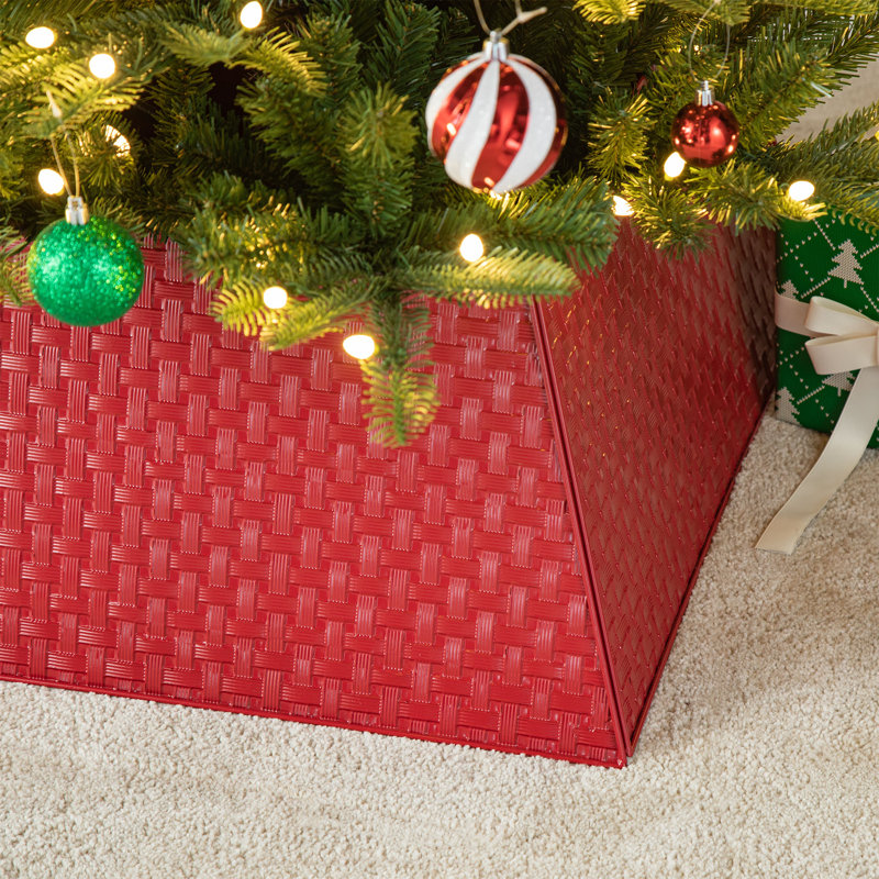 Red Metal Weave Trapezoid Christmas Tree Collar Set