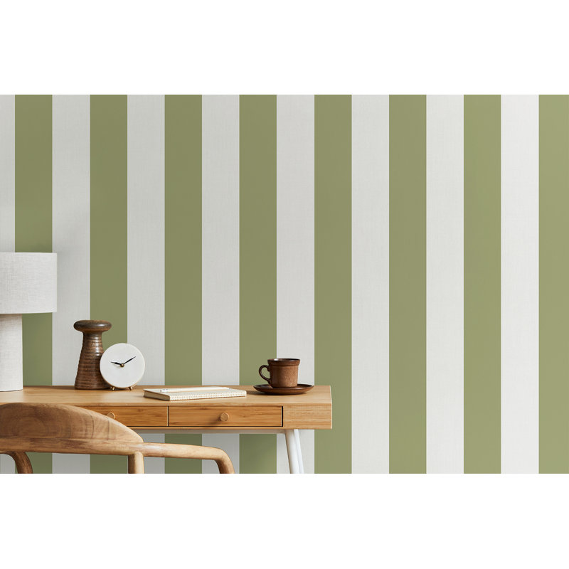 Papier peint à rayures Tavish, Vert