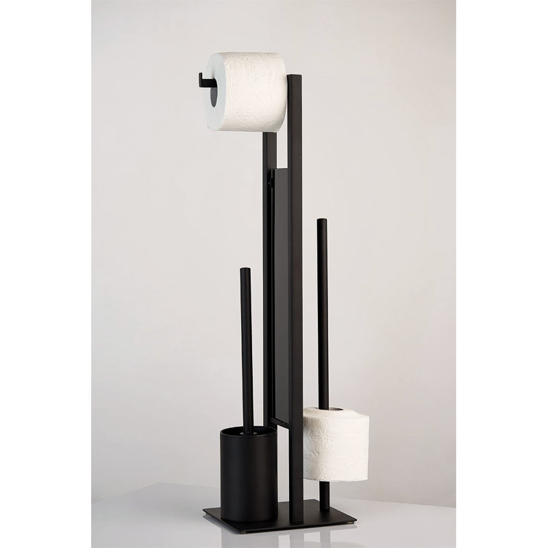Roberge Free -standing Toilet Paper Holder, Silver/Black