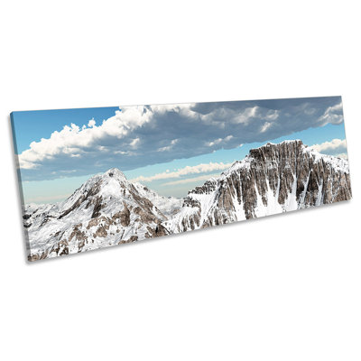 Mountain Landscape Snow - Wrapped Canvas Panoramic Print