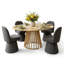 Ensemble de table de salle à manger pour 4 personnes avec table ovale extensible et 4 chaises pivotantes rembourrées en tweed-1892852055