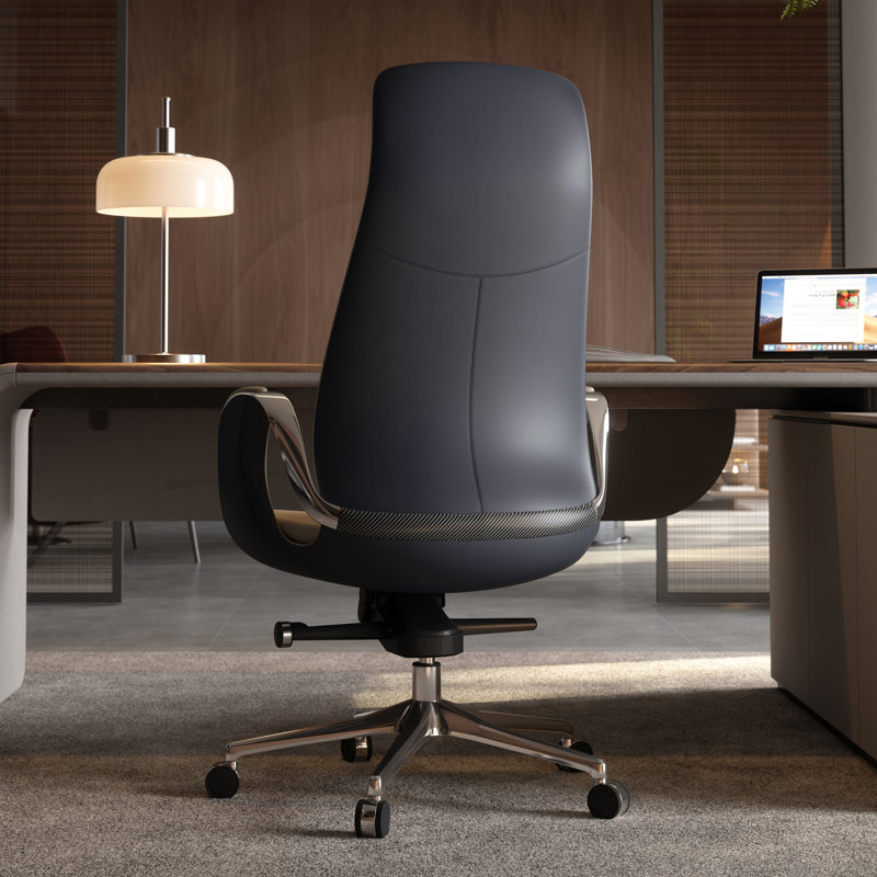 Top Grain Leather Office Chair Cream, Ergonomic Executive Chair High Back for Long Hours,Big and Tall Luxury Office Chair with Wheels, Aluminum Base and Armrest (Cream)