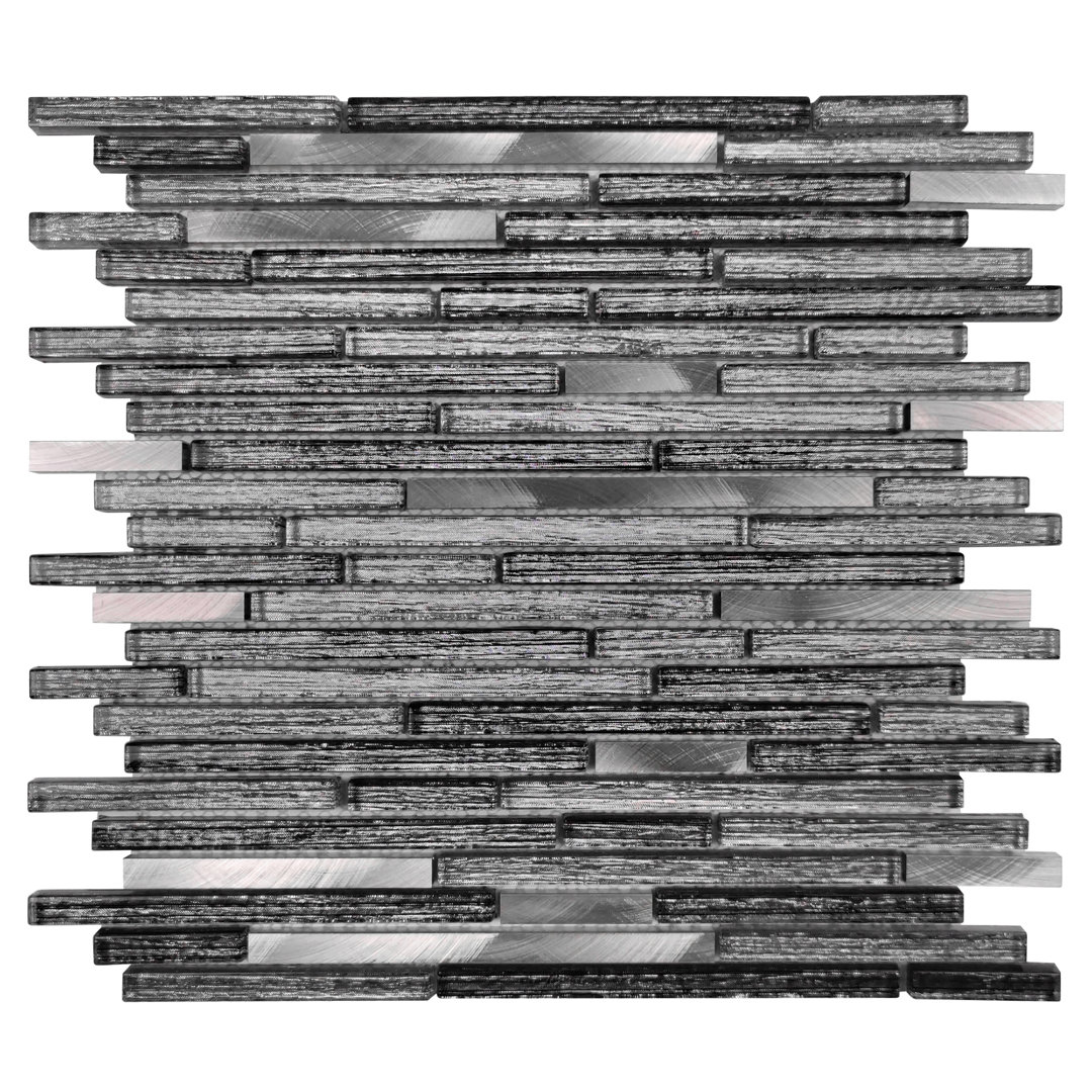 Gisa 12" x 12" Beveled Glass Linear Random Mosaic Wall Tile Symple Stuff 
