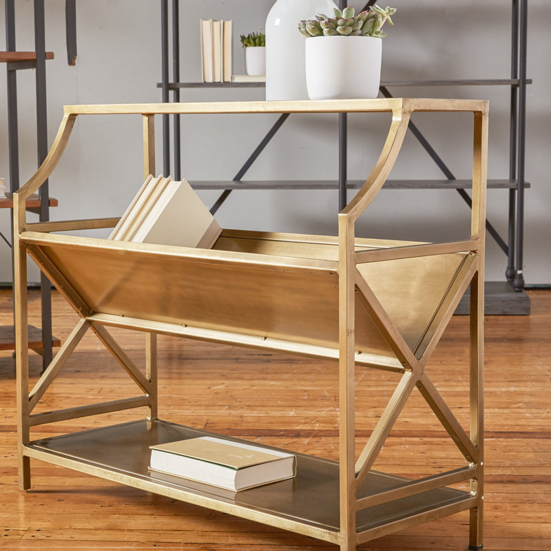 Keats Library 2 Tier 36"W Bookcase, Antique Gold